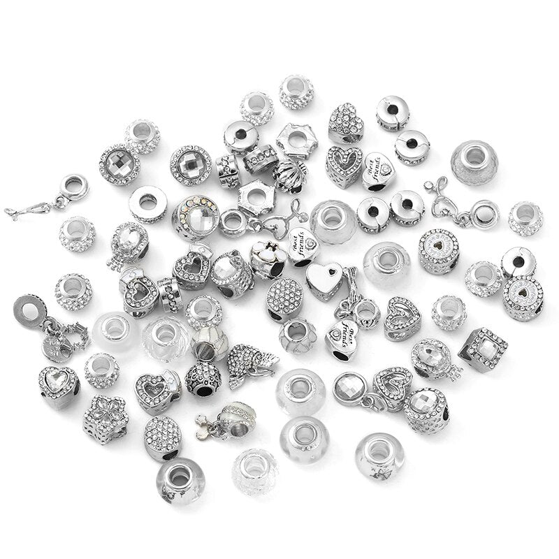 100Pcs/20Pcs/5Pcs Special Offer Silver Color Beads Pendant DIY Charm Bracelets Necklaces For Women Men Jewelry Making