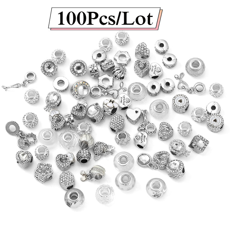 100Pcs/20Pcs/5Pcs Special Offer Silver Color Beads Pendant DIY Charm Bracelets Necklaces For Women Men Jewelry Making