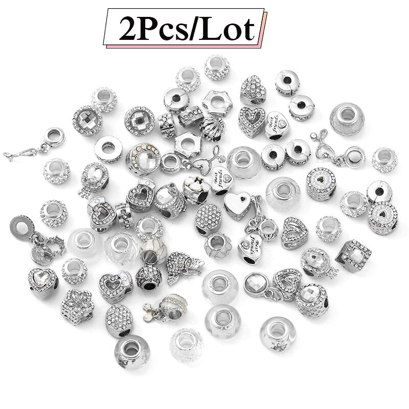100Pcs/20Pcs/5Pcs Special Offer Silver Color Beads Pendant DIY Charm Bracelets Necklaces For Women Men Jewelry Making