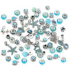 100Pcs Silver Color Sparkling Blue Mixed Random Delivery Charm Beads Original Bracelets Necklaces Women Jewelry Making