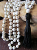 108 Bead Mala Necklace White Turquoises Necklace Tassel Necklaces Yoga Jewelry Prayer Beads Necklaces White Mala Beads