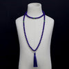 108 Mala 8MM Lapis Lazuli & Green Malachite Beaded Knotted Necklace Men and Women Blessing Charm Jewelry Long Tassel