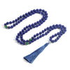 108 Mala 8MM Lapis Lazuli & Green Malachite Beaded Knotted Necklace Men and Women Blessing Charm Jewelry Long Tassel