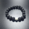 10MM Black Natural Volcano Lava Black And White Beads Bracelet For Man Trendy Pure Natural Black Buddha Strand Bracelet Gift