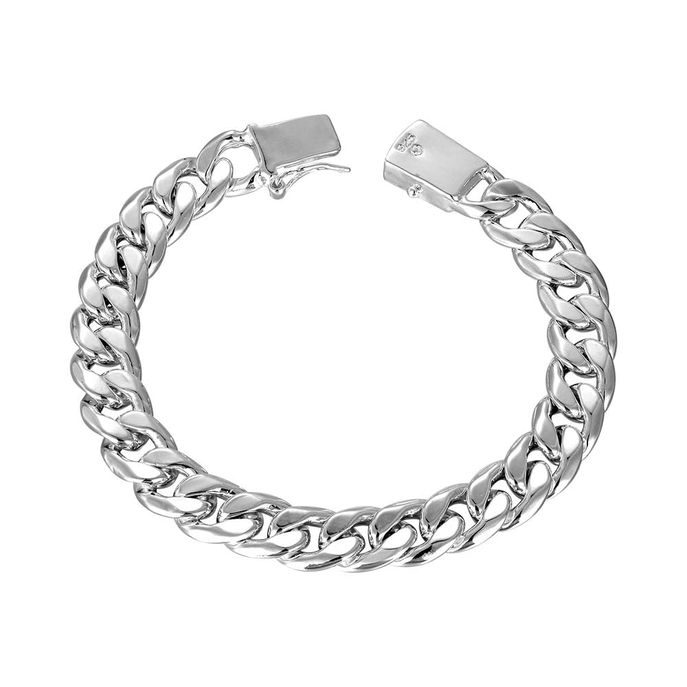 10MM Men Chain Bracelet 925 Stamp Silver Color Cuban Link Charm Girls Women Chain Bangles Jewelry Gift Christmas
