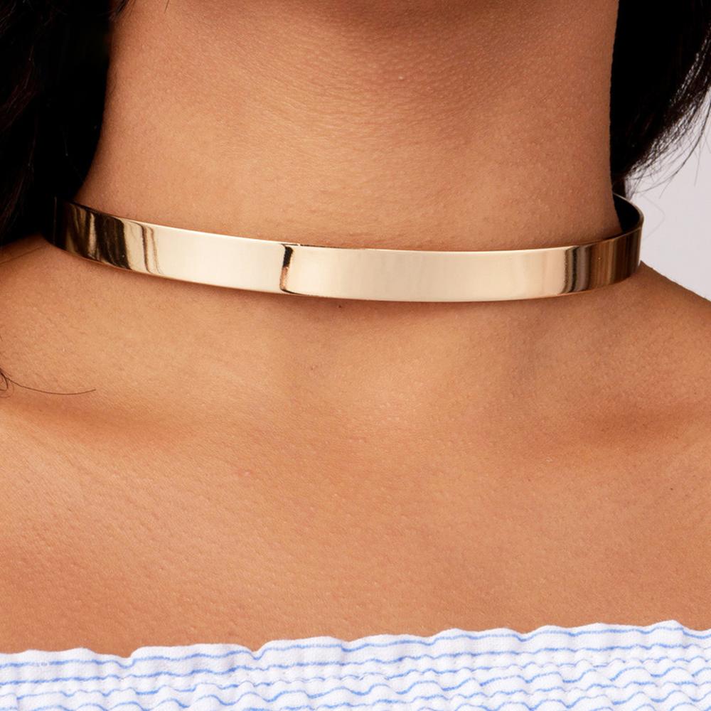 10MM Metal Cuff Collar Torques Necklaces Simple Choker Necklace Vintage Jewelry Minimalism Gift Party Accessories UKMOC