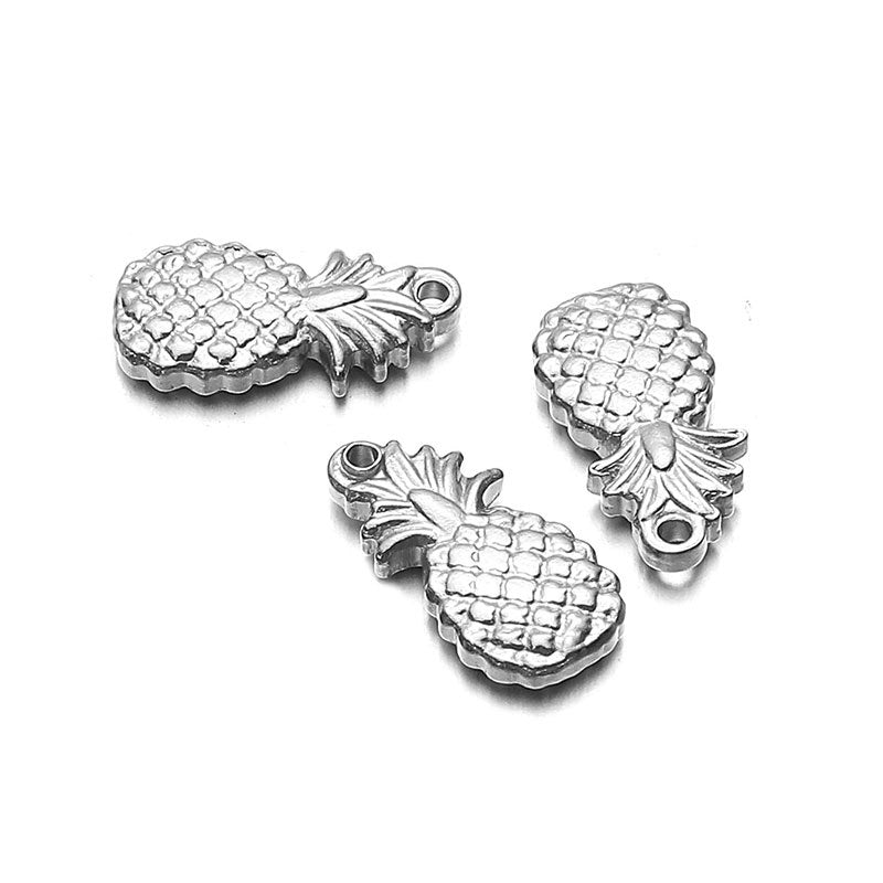 10PCS Gold Silver Color Stainless Steel Jewelry Accessories Pineapple Charms For Jewelry Making Handmade Charm Pendants