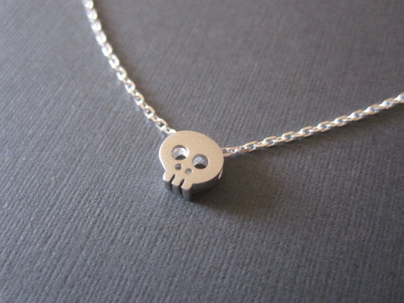 10PCS- Tiny Skeleton Skull Necklace Cute Simple Animal Sugar Skull Face Head Necklace The Punisher Necklaces for women