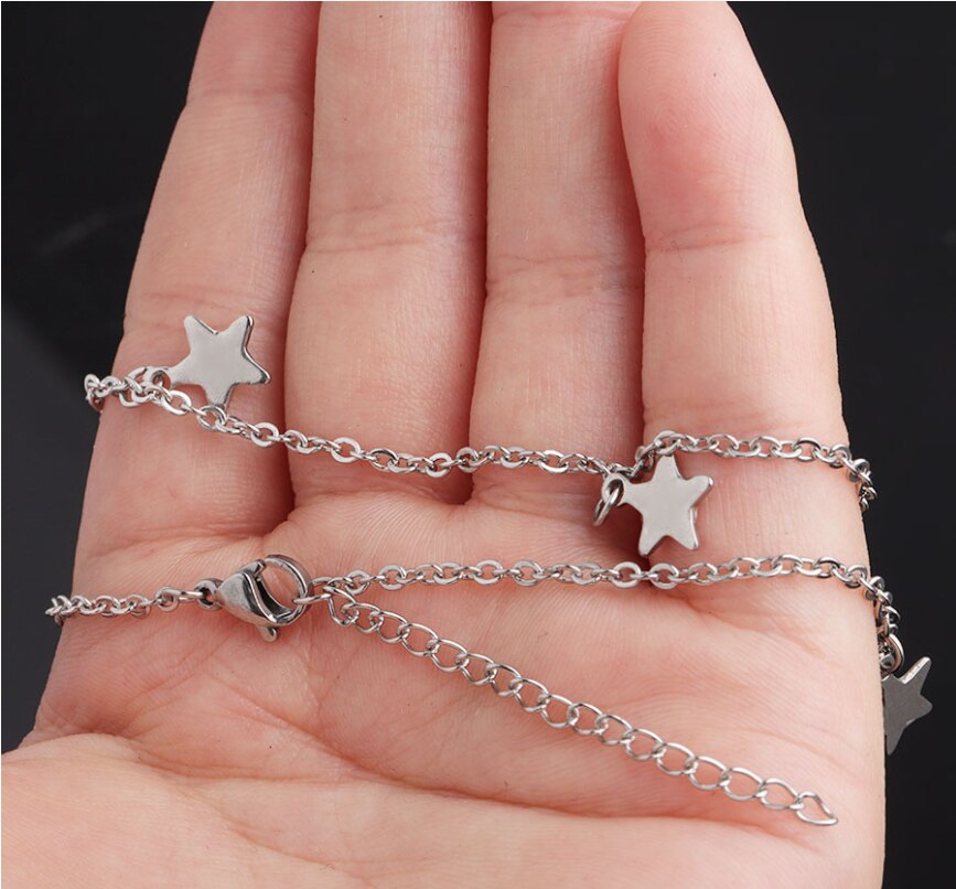 10Pcs/Lot Best-selling 7 Star Short Necklace With Stainless Steel Pentagram Clavicle Chain