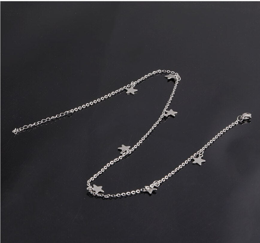 10Pcs/Lot Best-selling 7 Star Short Necklace With Stainless Steel Pentagram Clavicle Chain