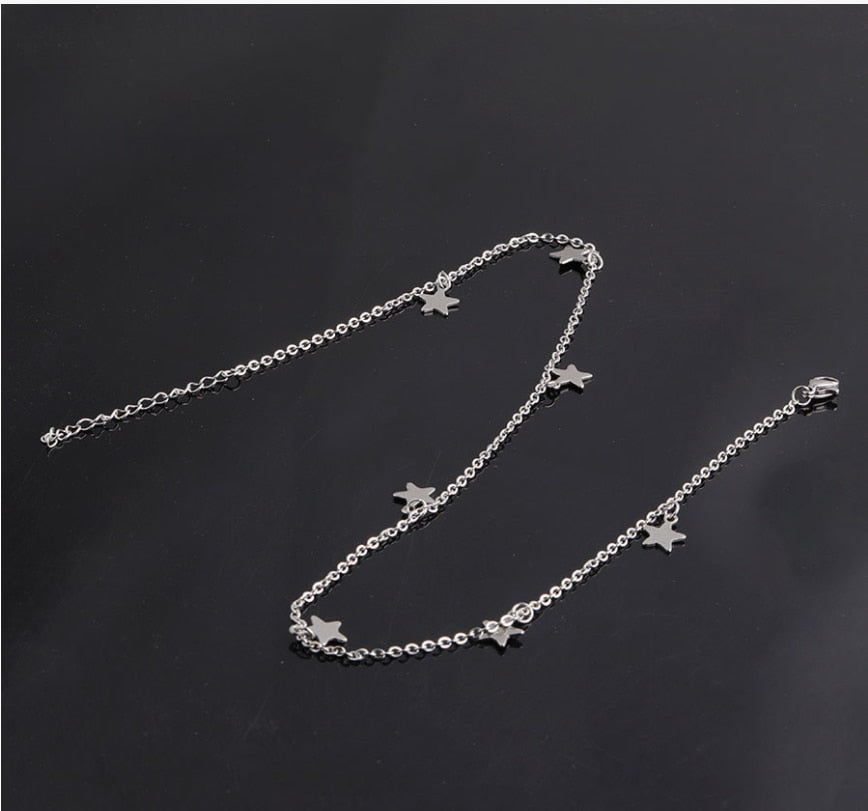 10Pcs/Lot Best-selling 7-star Short Necklace With Stainless Steel Pentagram Clavicle Chain  For Women's Christmas Jewelry