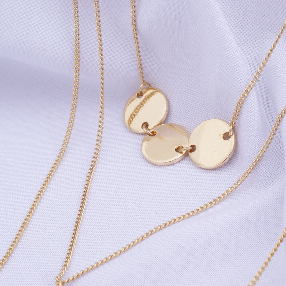 10Pcs Multilayer Hyperbole Pendant Choker Necklaces Women Gold/Silver Color Beads Round Square Triangle Jewelry