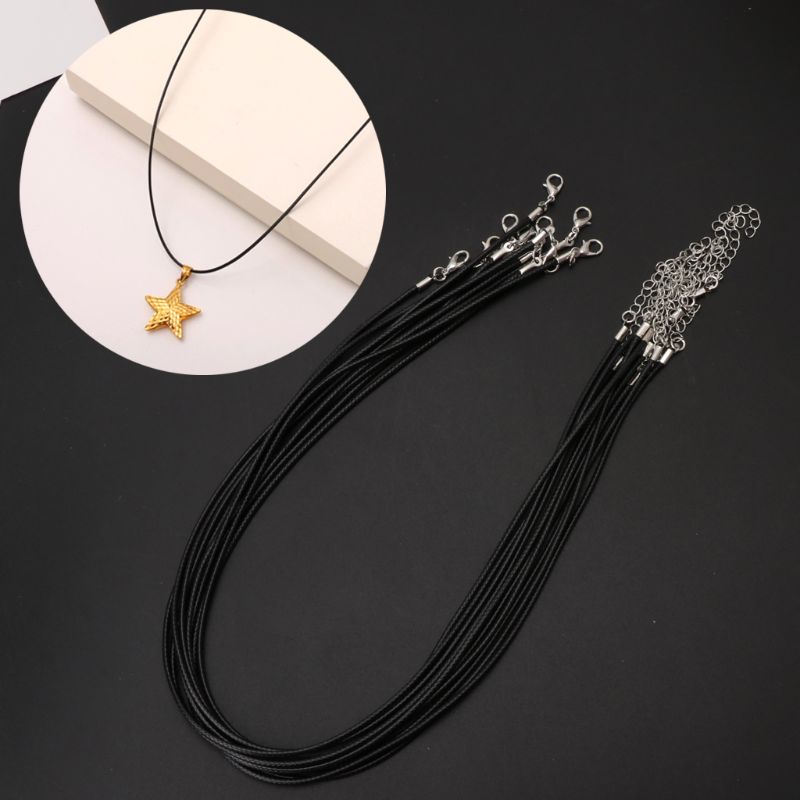 10Pcs  Black Silk Leather Cord Chain Necklace with Lobster Claw Clasp