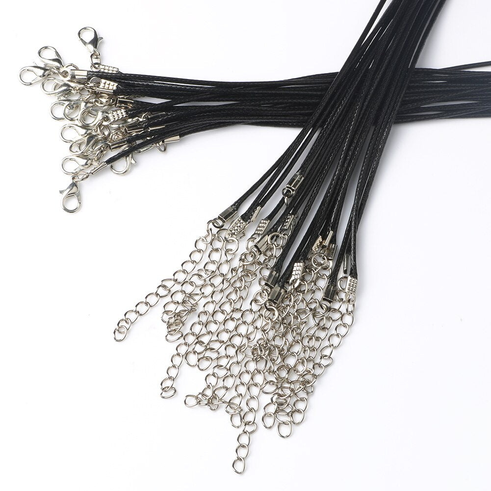 10Pcs/bundle Real Handmade Leather Adjustable Braided Rope Necklaces Pendant Charms Findings Lobster Clasp String Cord