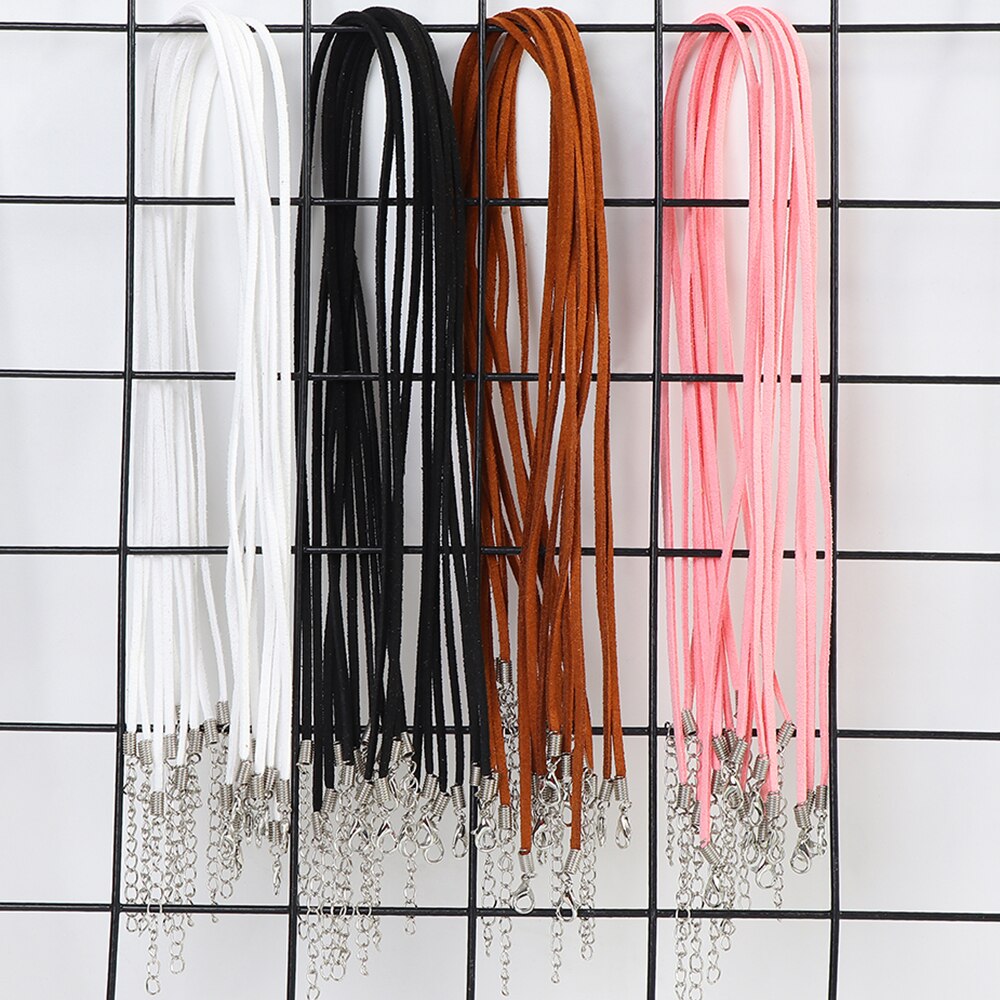 10Pcs/lot 2.7mm Suede Leather Cord Lobster Clasp String Adjustable Braided Rope For Bracelets Necklace DIY Jewelry Making