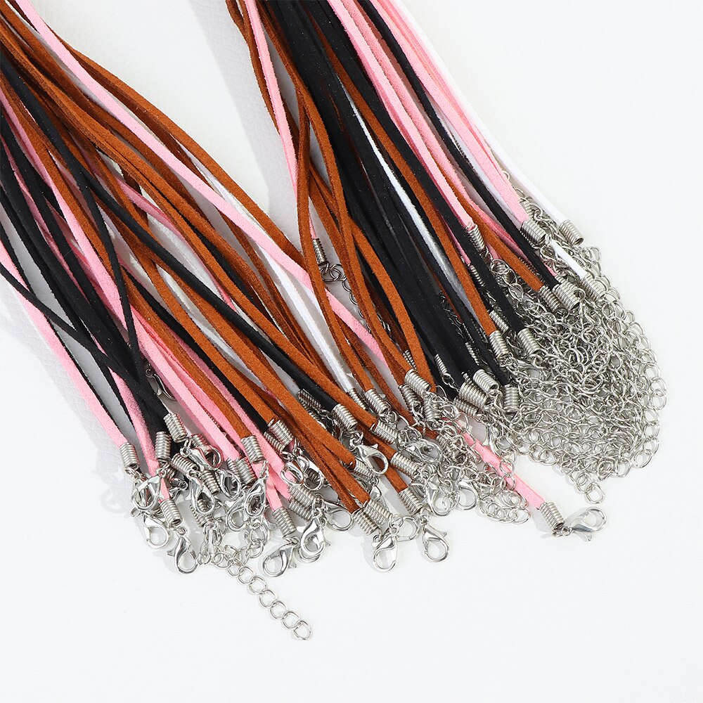 10Pcs/lot 2.7mm Suede Leather Cord Lobster Clasp String Adjustable Braided Rope For Bracelets Necklace DIY Jewelry Making
