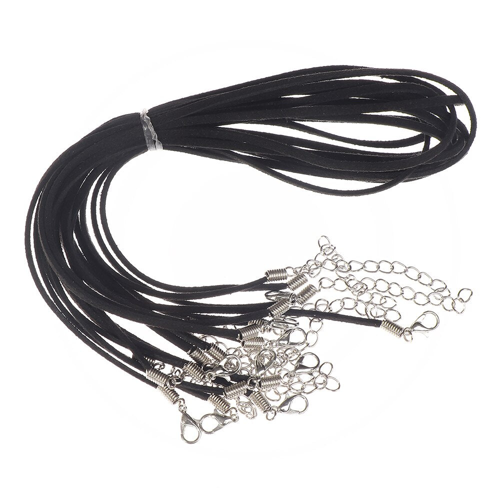10Pcs/lot 2.7mm Suede Leather Cord Lobster Clasp String Adjustable Braided Rope For Bracelets Necklace DIY Jewelry Making