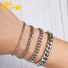 10mm 7mm Wide Classic Punk Cuban Link Stainless Steel Men's Bracelet  Jewelry For Women Bracelets Chains Solid Metal