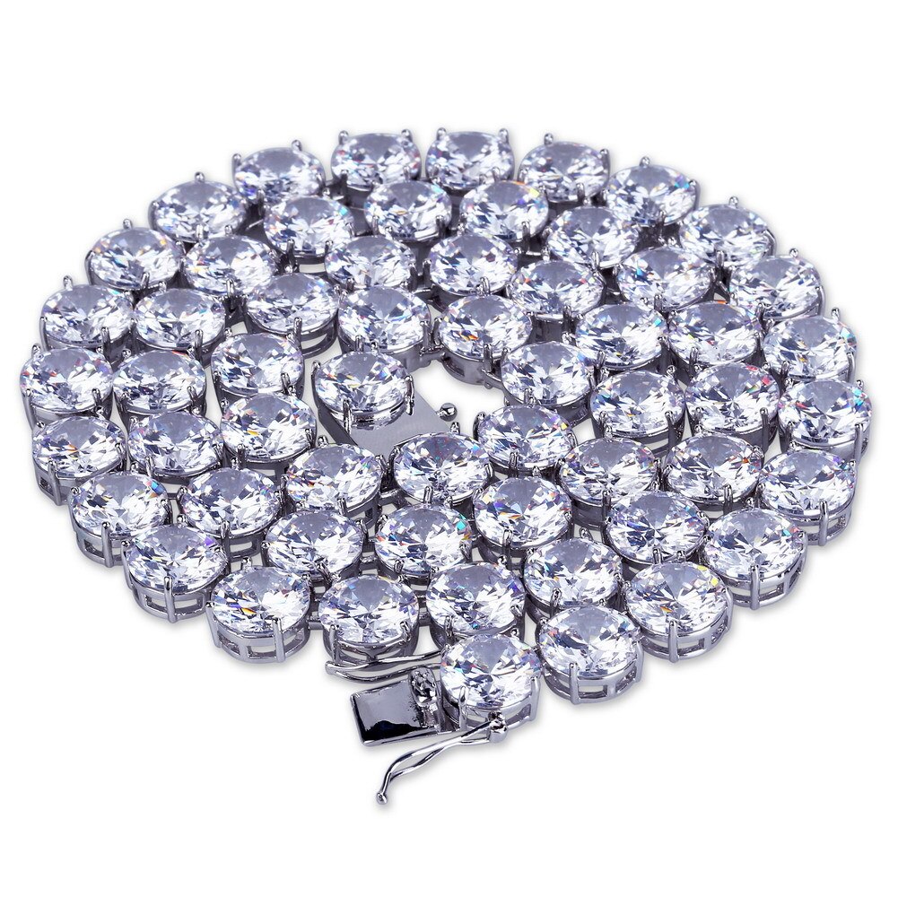 10mm Big CZ Stone Tennis Chain Hip Hop Iced Out Chain Choker Gold Silver Color Necklace Jewelry  Gift for Men Women