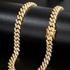 10mm Miami Cuban Chain Link Iced Out 1 Row Bling AAA Cubic Zirconia Gold Sliver Plated Choker Necklace Hip Hop Rock Jewelry