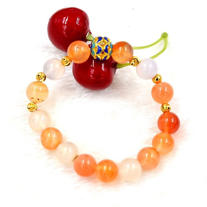 10mm Pure Natural Brazilian Red Agate Sand Golden Beads Bracelet Red Black Agate Couple Beads Crystal Bracelet Men Women Lucky