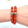 10mm Pure Natural Brazilian Red Agate Sand Golden Beads Bracelet Red Black Agate Couple Beads Crystal Bracelet Men Women Lucky