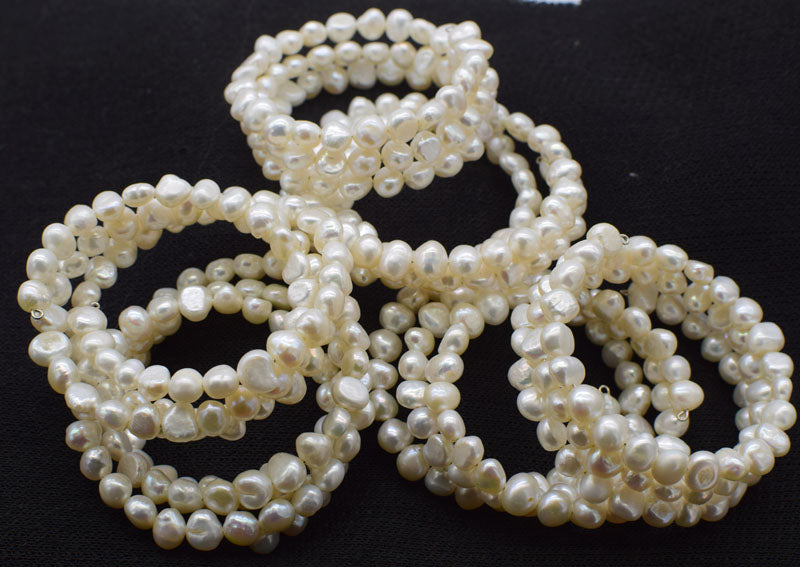 10pcs 3rows pearl white 7-8mm baroque bracelet 7.5inch   beads nature FPPJ