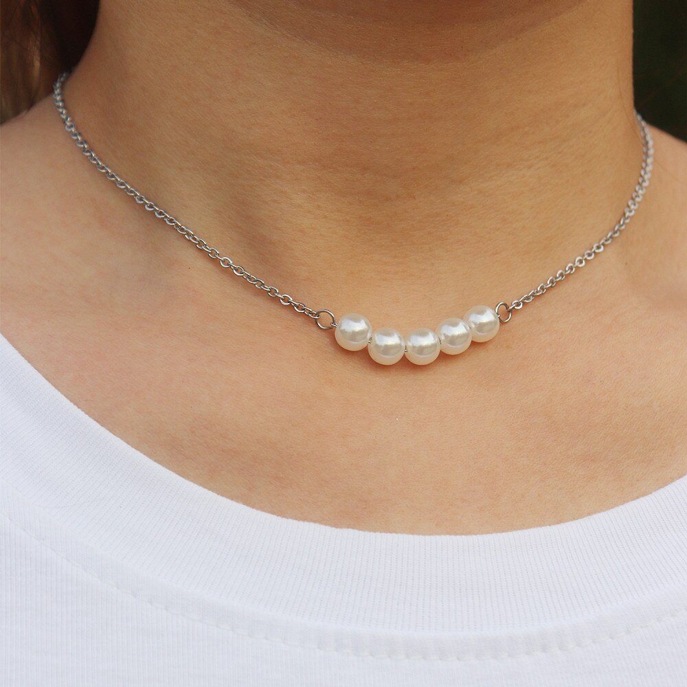 10pcs Boho Pearls Pendant Necklace Christmas Gift Gold Silver Color Chain Colar Masculino Stainless Steel Choker Necklaces Women