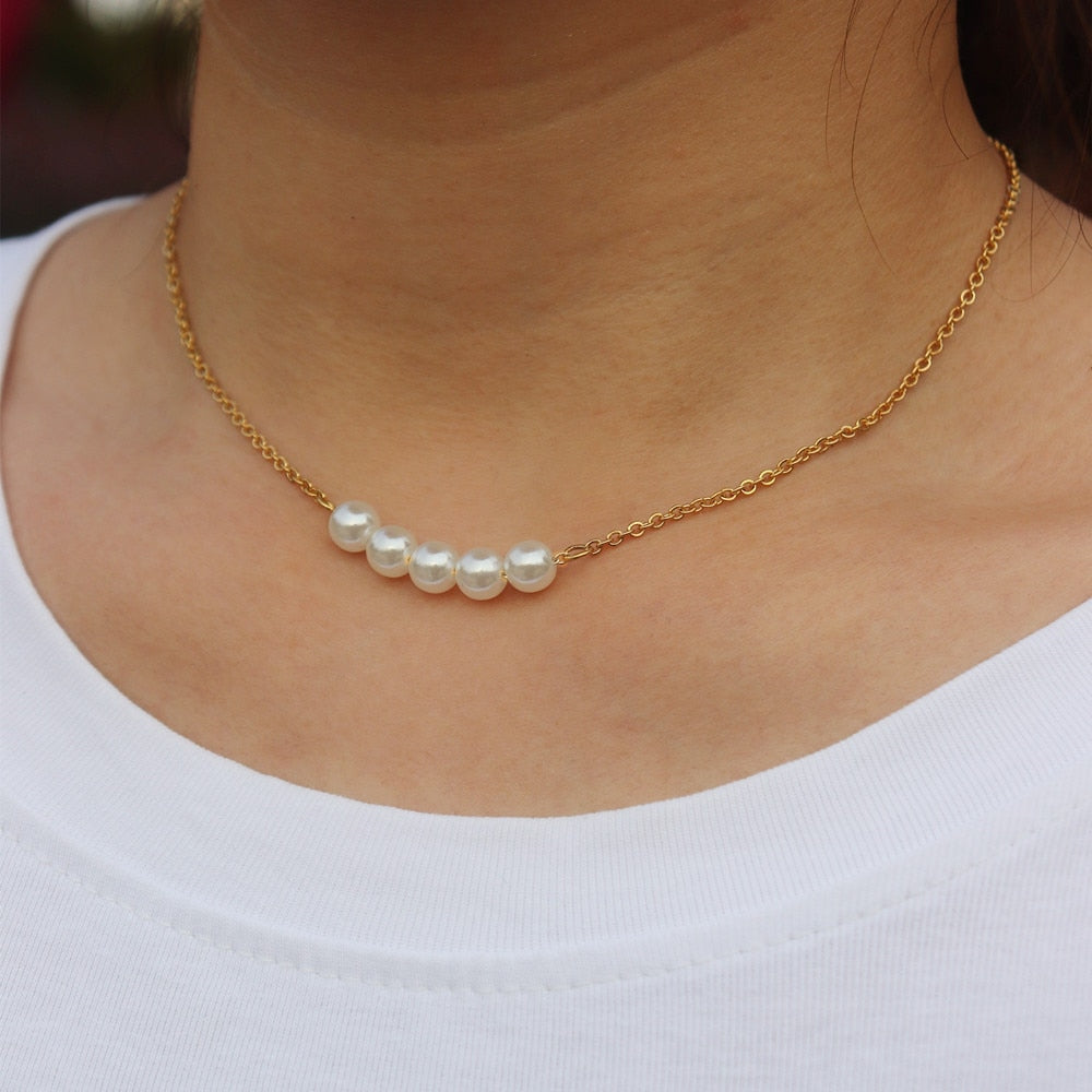 10pcs Boho Pearls Pendant Necklace Christmas Gift Gold Silver Color Chain Colar Masculino Stainless Steel Choker Necklaces Women