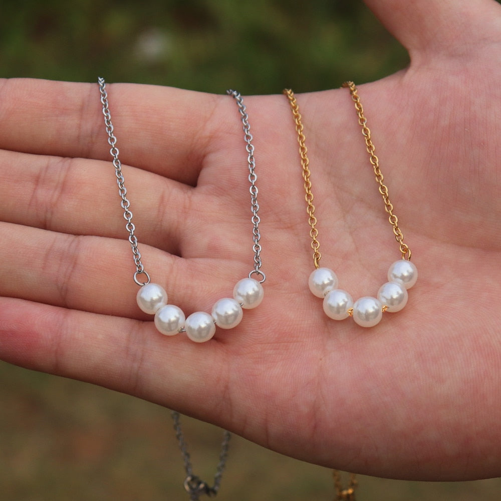 10pcs Boho Pearls Pendant Necklace Christmas Gift Gold Silver Color Chain Colar Masculino Stainless Steel Choker Necklaces Women