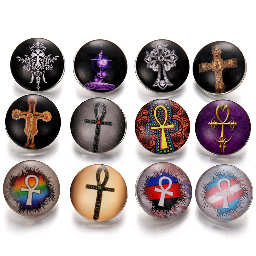 10pcs  18MM Glass Snap Buttons Mixed Colors Glass Cabochon Life Tree Snaps Button Fit DIY Snap Bracelet Jewelry Print Buttons