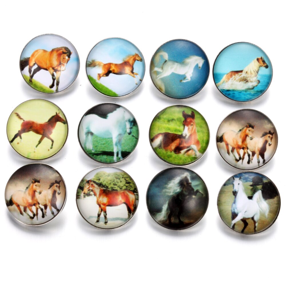 10pcs  18MM Glass Snap Buttons Mixed Colors Glass Cabochon Life Tree Snaps Button Fit DIY Snap Bracelet Jewelry Print Buttons