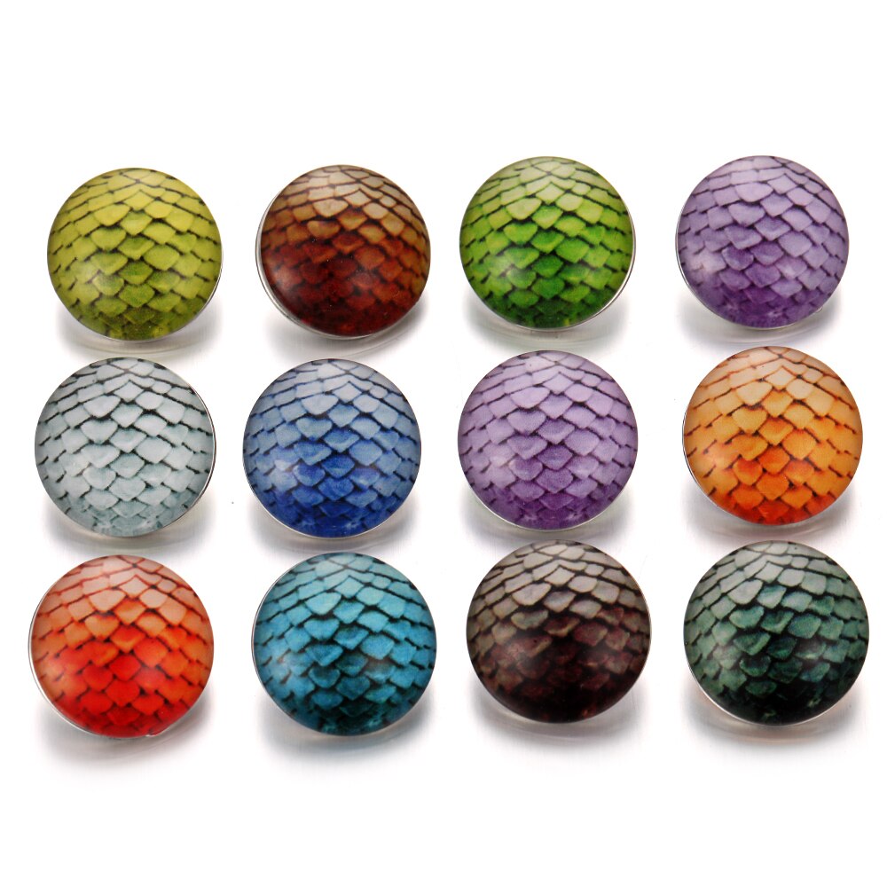 10pcs  18MM Glass Snap Buttons Mixed Colors Glass Cabochon Life Tree Snaps Button Fit DIY Snap Bracelet Jewelry Print Buttons