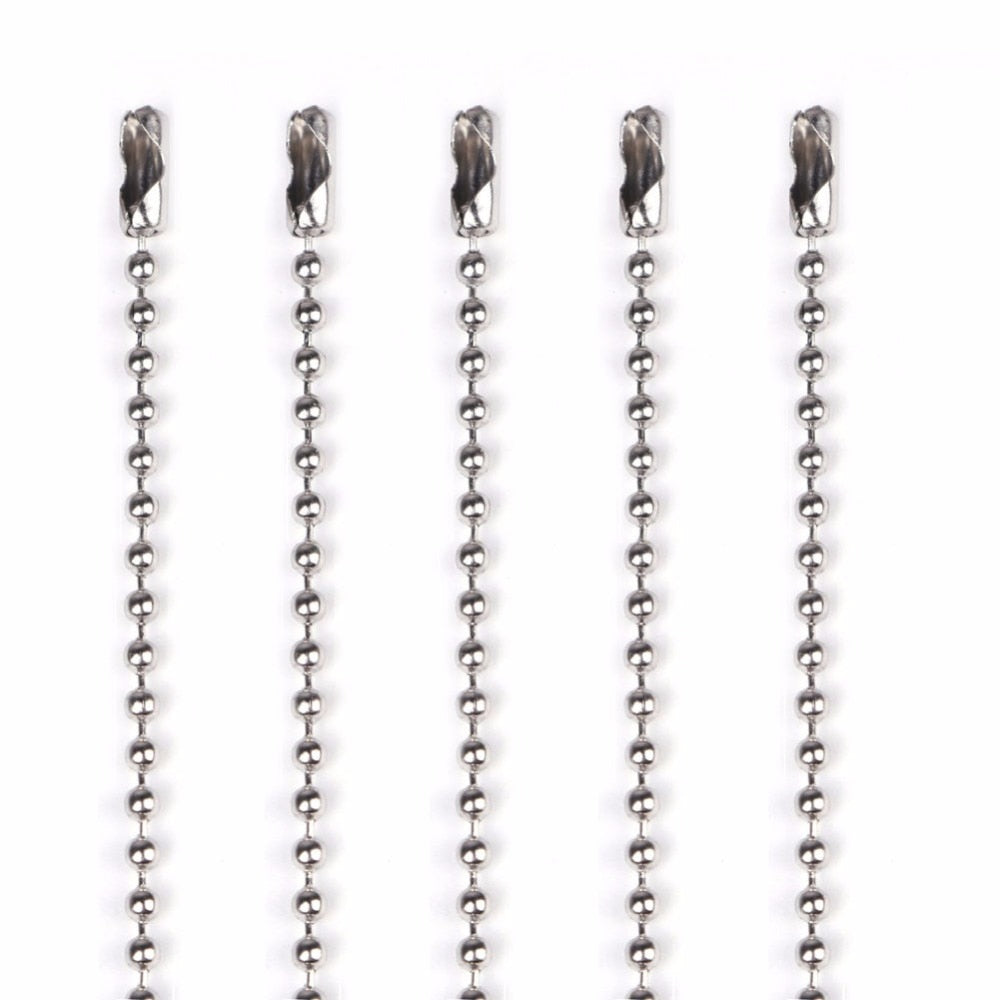 10pcs/lot 2.4mm Stainless Steel Ball Chain Men Necklace Bracelet Keychain Trinket Dog Tag Jewelry Accessories 15cm-75cm