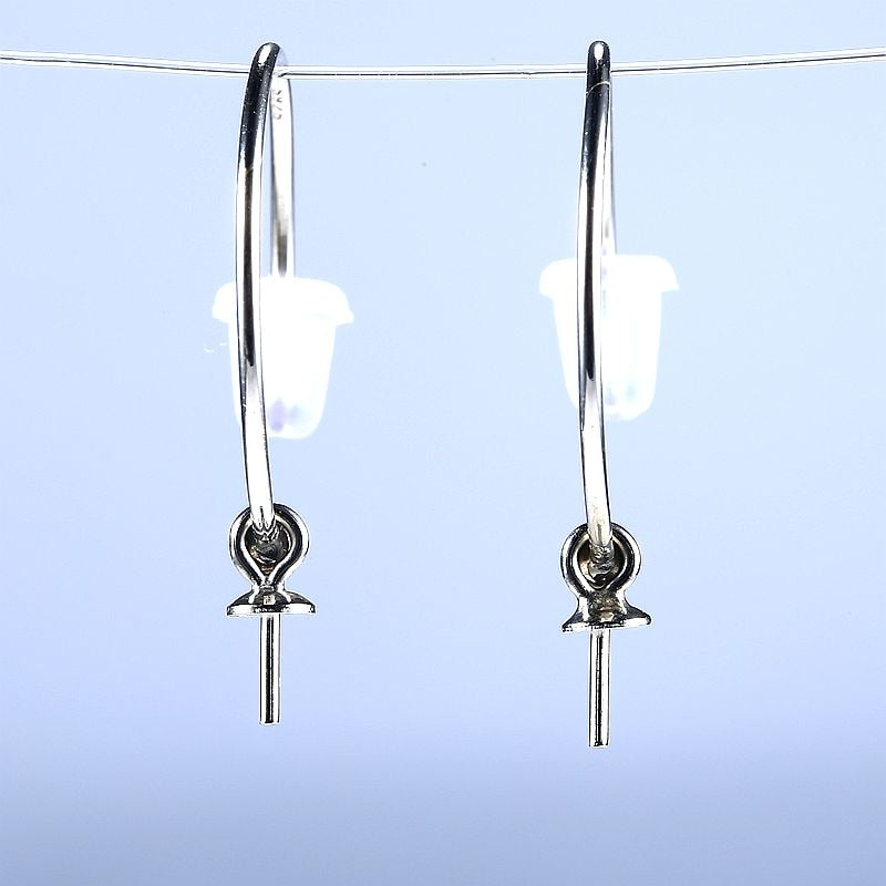 10pcs/lot 4-6mm Pearl or Round Bead Semi Mount Earrings 925 Sterling Silver Fine Jewelry Setting Women