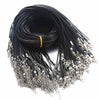 10pcs/lot 50cm 60cm Black Leather Chain Necklace 55cm + 5cm Extension Chain Lobster Clasp DIY Jewelry Accessories  2mm