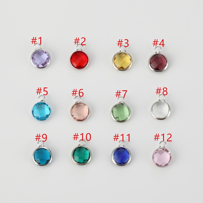 10pcs/lot Birthstone Charms Round 9mm Rhinestones Charms Stainless Steel Charms For DIY Bracelet Necklace Women's Jewelry