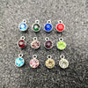 10pcs/lot Birthstone Charms Round 9mm Rhinestones Charms Stainless Steel Charms For DIY Bracelet Necklace Women's Jewelry