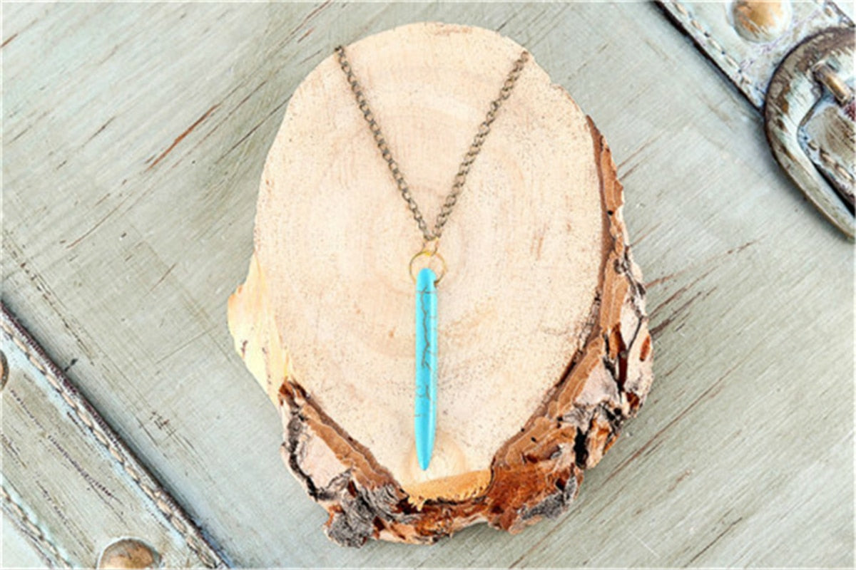 10pcs/lot Layered Turquoises Stone Blue Stone Necklace Turquoises Bar Necklace Bohemian Jewelry