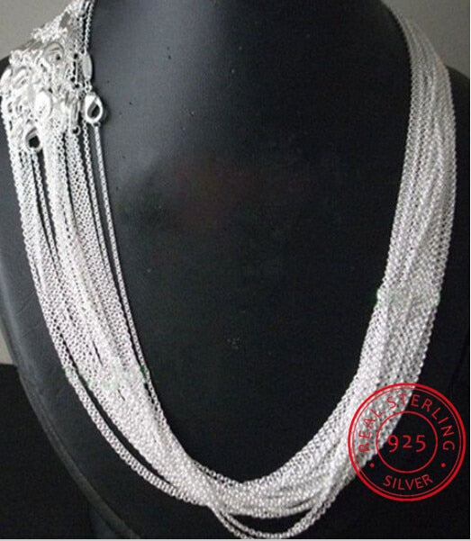 10pcs/lot Promotion!  925 sterling silver necklace, silver fine jewelry Rolo Chain 1mm Necklace 16 18 20 22 24