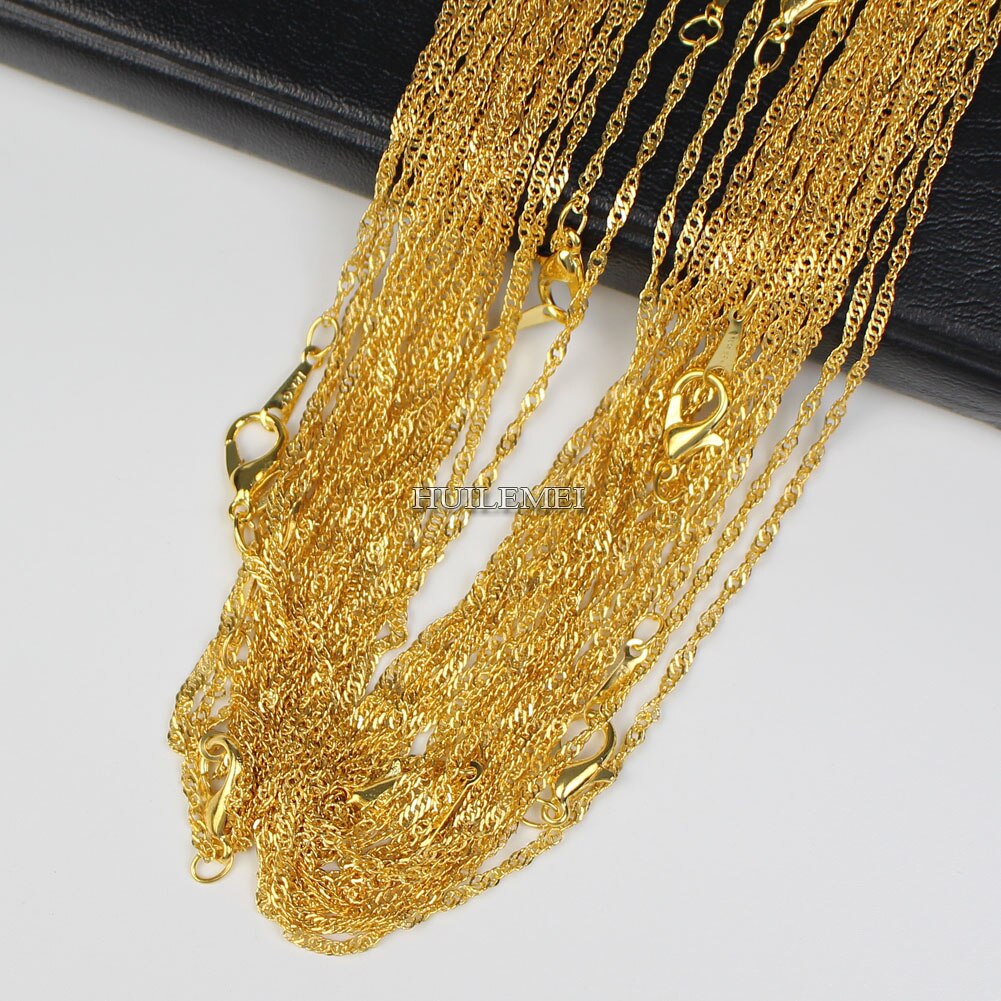 10pcs/lot Silver Plated / Gold Color 2mm Water Wave Necklace Chains for Women 16" 18" 20" 24"  Jewelry Chains