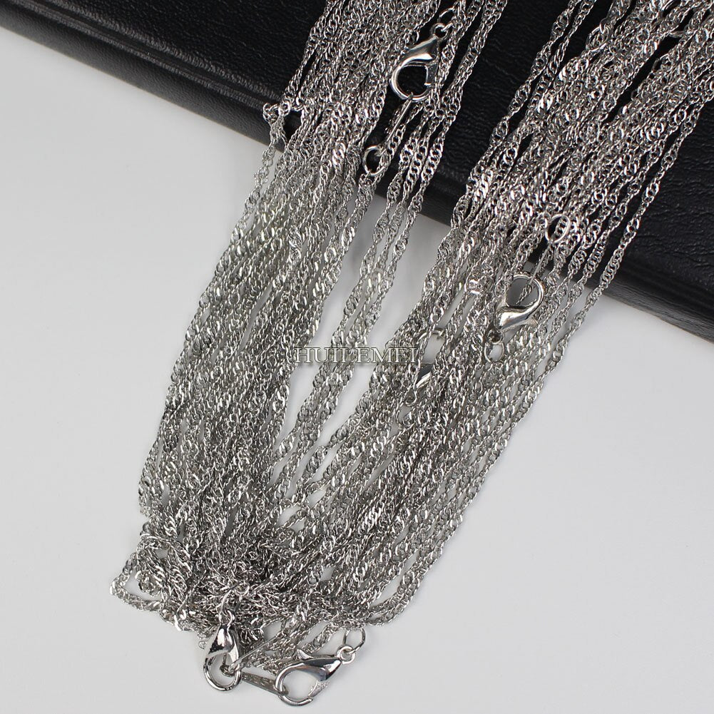 10pcs/lot Silver Plated / Gold Color 2mm Water Wave Necklace Chains for Women 16" 18" 20" 24"  Jewelry Chains