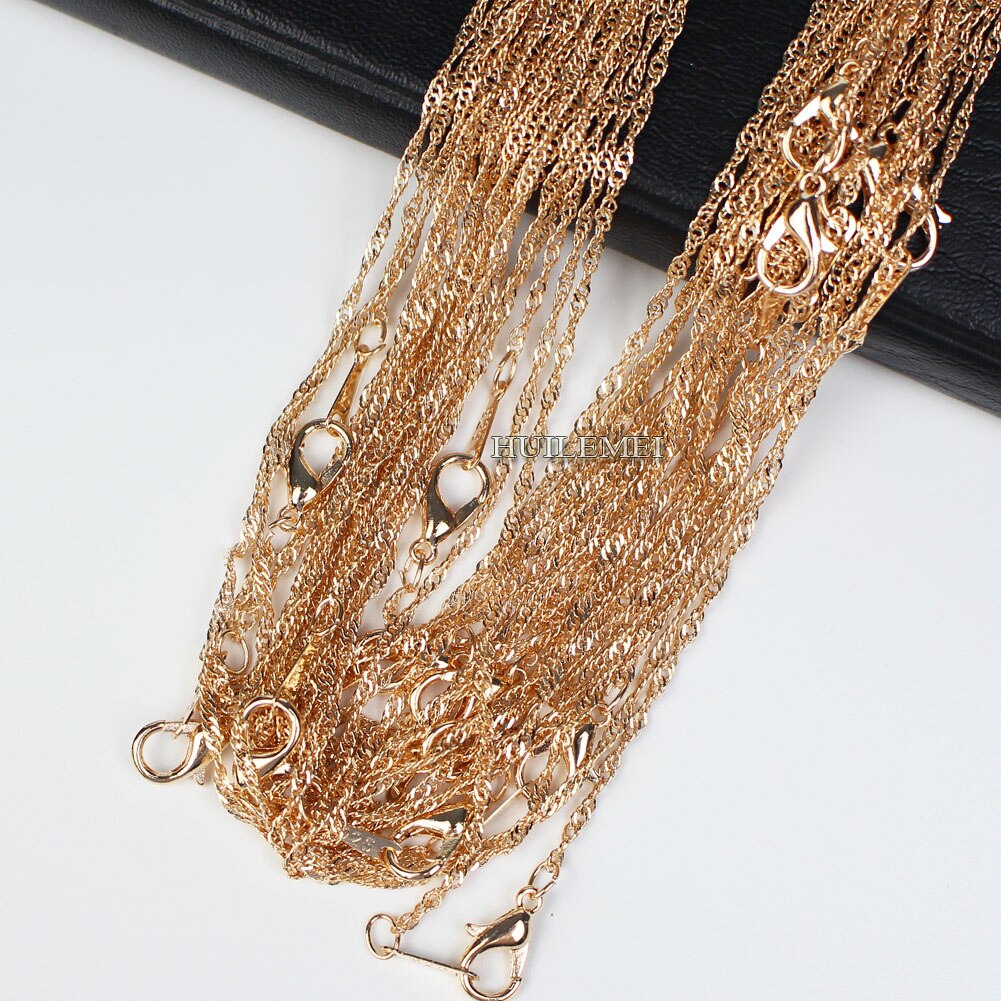 10pcs/lot Silver Plated / Gold Color 2mm Water Wave Necklace Chains for Women 16" 18" 20" 24"  Jewelry Chains