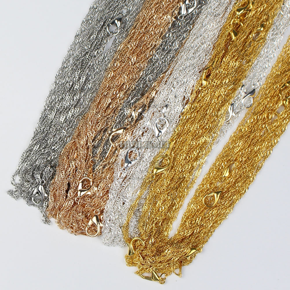 10pcs/lot Silver Plated / Gold Color 2mm Water Wave Necklace Chains for Women 16" 18" 20" 24"  Jewelry Chains