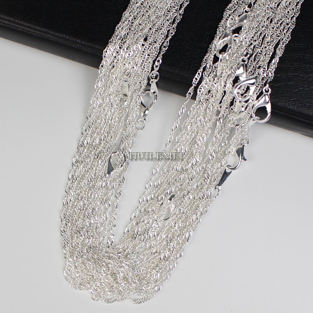 10pcs/lot Silver Plated / Gold Color 2mm Water Wave Necklace Chains for Women 16" 18" 20" 24"  Jewelry Chains