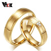 10pcs/lots Wholesale Gold Color Couple Ring AAA+ CZ Stainless Steel Engagement Provide mix size