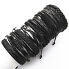 10pcs/set Black Wrap Woven   Handmade Men Bracelets Male Women Leather Bracelet Men Bangle  Jewelry Gift