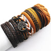 10pcs/set Black Wrap Woven   Handmade Men Bracelets Male Women Leather Bracelet Men Bangle  Jewelry Gift