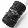 10pcs/set Black Wrap Woven   Handmade Men Bracelets Male Women Leather Bracelet Men Bangle  Jewelry Gift