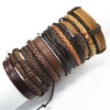 10pcs/set Black Wrap Woven   Handmade Men Bracelets Male Women Leather Bracelet Men Bangle  Jewelry Gift